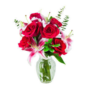 Red tulip hyacinth and calla